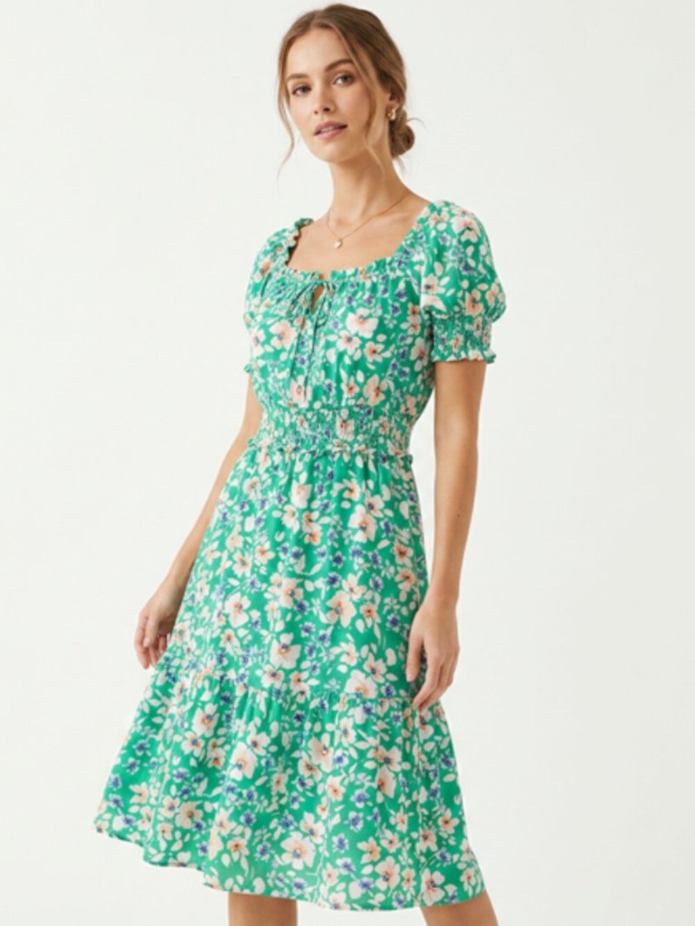 Sienna Sky Ruffled Floral off Shoulder Dress Size Xsmall